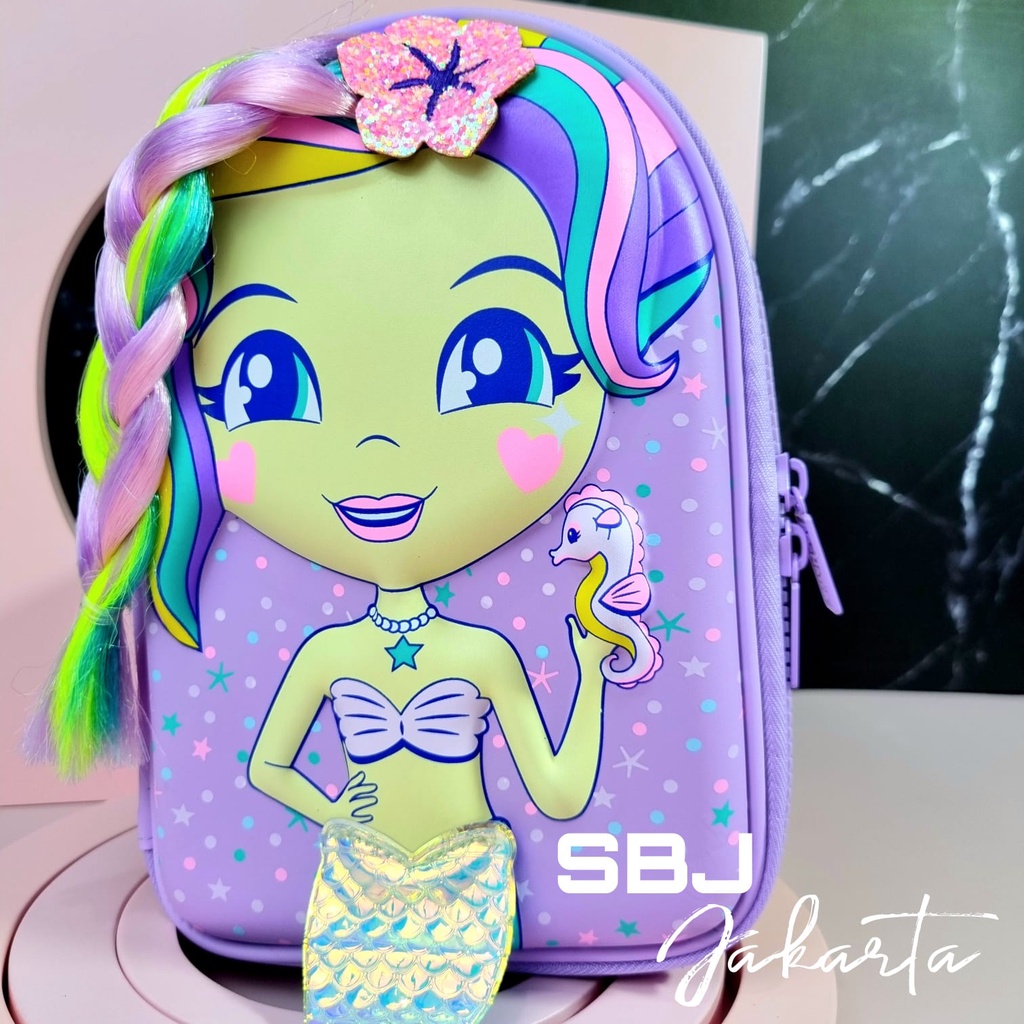 Tempat pensil Kotak Pensil Hardcase 3D EVA Mermaid Dolly Wishes Model seperti Smiggle