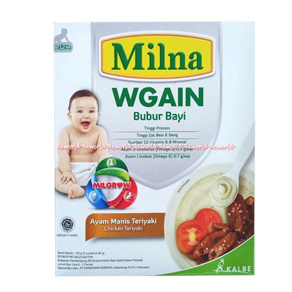 Milna Wgain Ayam Manis Teriyaki Ayam Bayam 120gr bubur bayi Penambah berat badan bayi