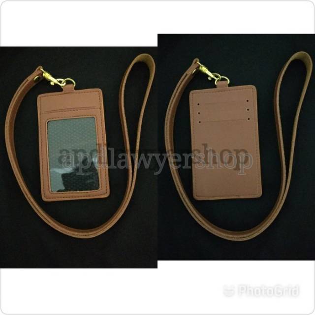 Name Tag ID Card Tali Kulit Coklat 4 Slot Card Dompet Kartu Tali PREMIUM Shopee Indonesia