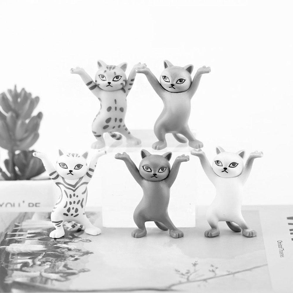 Lanfy Kucing Action Figure DIY Menari 5 Pcs/set Lanskap Mikro Anime Mainan Lucu Kucing Patung Kecil Figure Ornamen