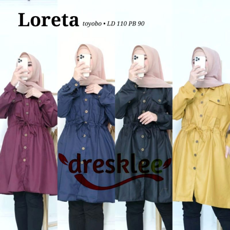 Loreta tunik bahan toyobo ada saku depan