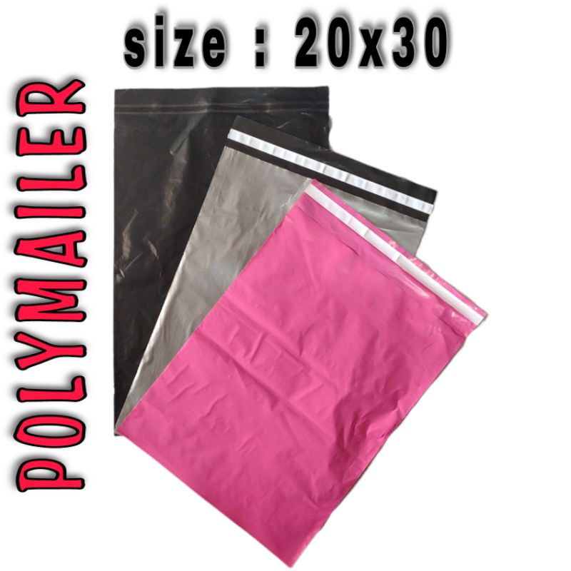 

plastik POLYMAILER uk 20x30 (isi 100 pcs) HITAM/SILVER/PINK √ plastik packing lem