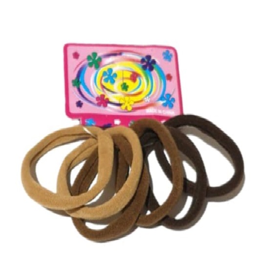 [6pcs] Ikat Rambut KOREA DONAT LARGE JUMBO / Karet Rambut / Gelang Rambut / Tiki-IRK KAIN-6pcs COKLAT