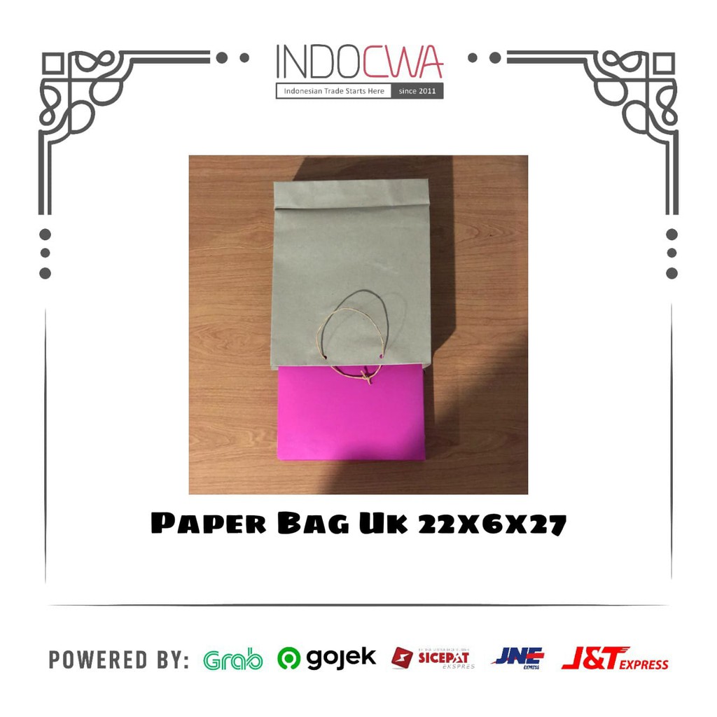 

Paper Bag / Tas Kertas Polos Kraft 150 gsm Tali Rotan UK 22 x 6 x 27