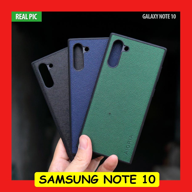 Samsung Galaxy Note 10 - Leather Canvas Texture Hybrid Case Casing Cover