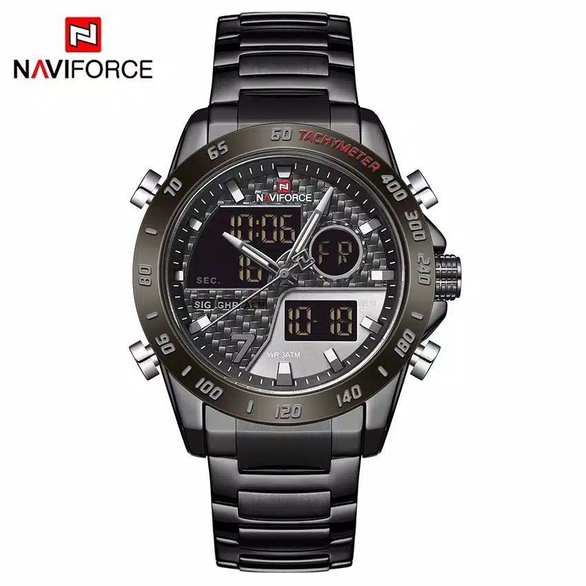Jam tangan Naviforce 9171 Pria tali rantai stainless original