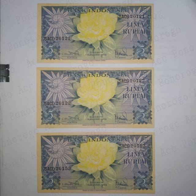 (GRESS) Uang kuno 5 rupiah seri bunga bahan mahar nikah 20 rupiah 2020 rupiah