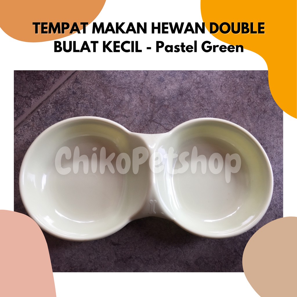 TEMPAT MAKAN HEWAN Kucing Anjing Double Kecil Warna Pastel - WARNA RANDOM