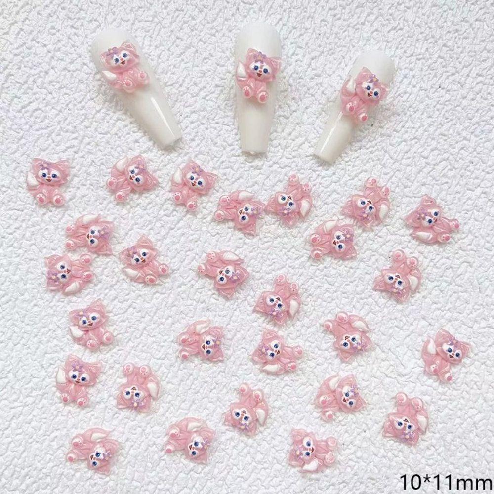 Rebuy Nails Art Dekorasi Kawaii 20pcs Bunga Hewan Kelinci Bintang Delu Kristal DIY Manicure Aksesoris