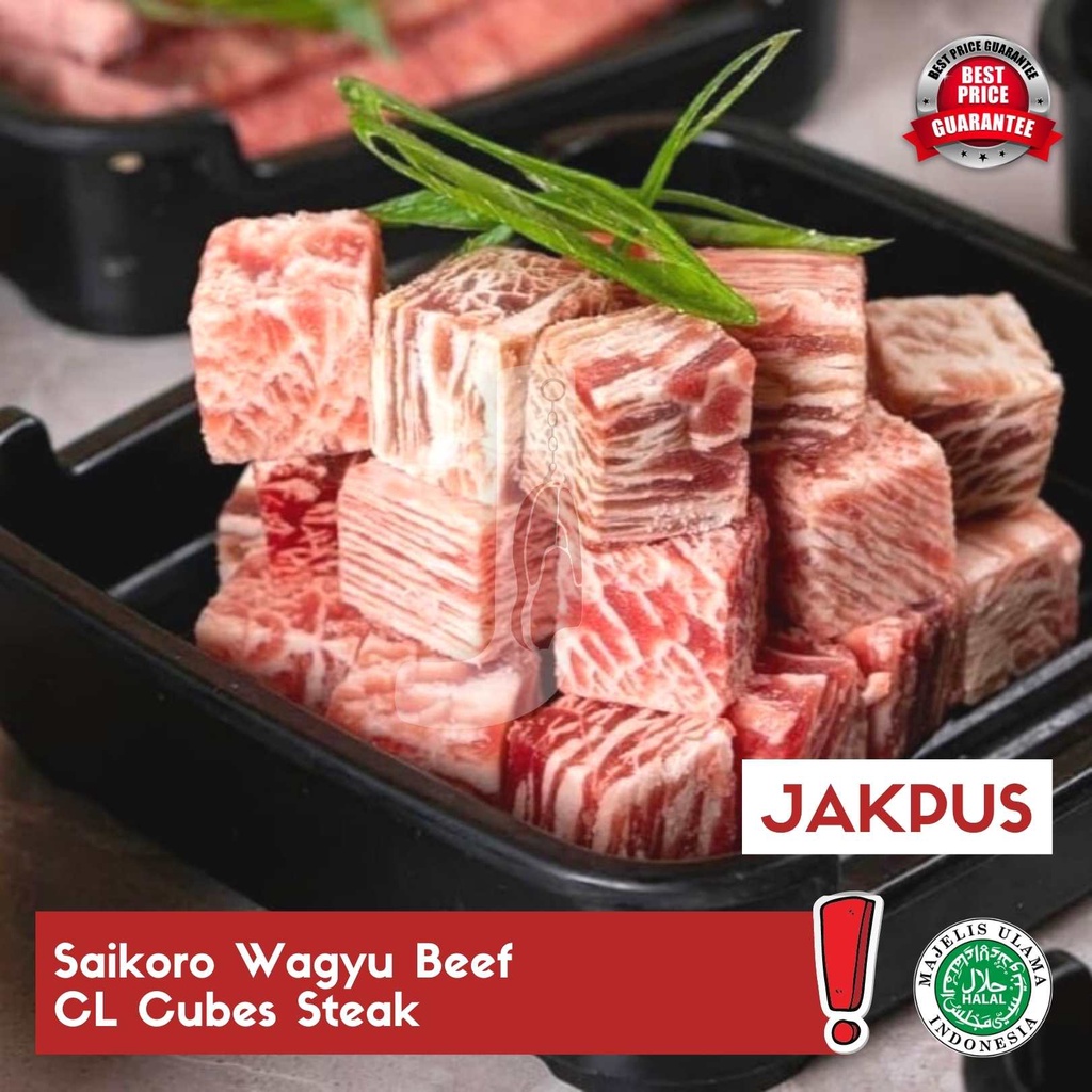 

Saikoro Wagyu Beef CL Cubes Steak 2x2cm - JAKPUS