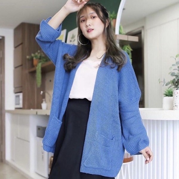 4XL- 5XL Cardigan Rajut Jumbo Premium/ Cardigan Rajut Oversize/ Outer Jumbo Big Size/ Rajut Murah-Denim