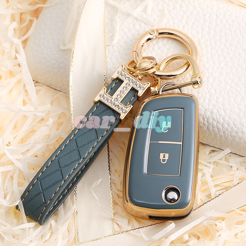 Casing Kunci Remote Mobil Bahan TPU Lembut 2 Tombol Dengan Gantungan Kunci Untuk Nissan Qashqai J11 X-Trail Juke Micra Murano Tiida Maxima