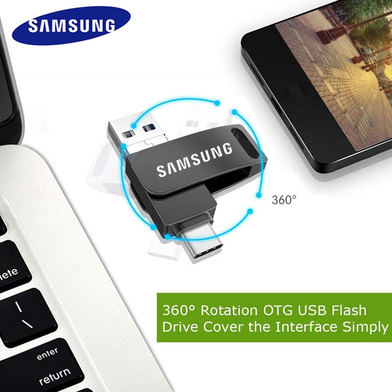 Samung 3in1 Flash Drive 512GB Type-C HD 128GB Bahan Metal untuk PC
