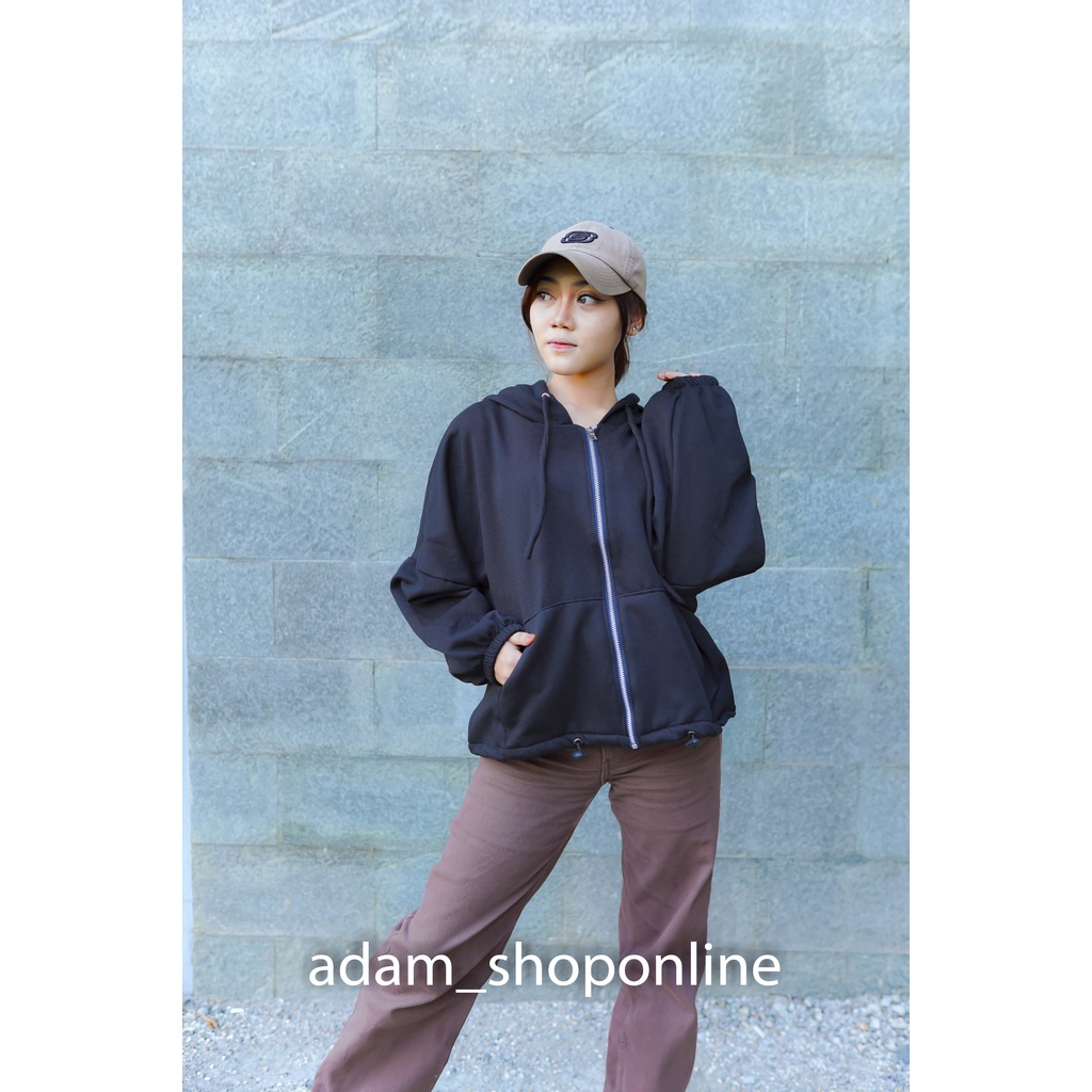 JAKET HOODIE WANITA -  JI WON JAKET - OVERSIZE - HOODIE ZIPPER - KOREAN STYLE - TREND