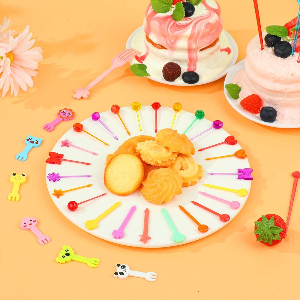 SOLIGHTER Plastic Fruit Fork Kitchen Bento Accessories Toothpick Party Decoration DIY Cartoon Children Picks