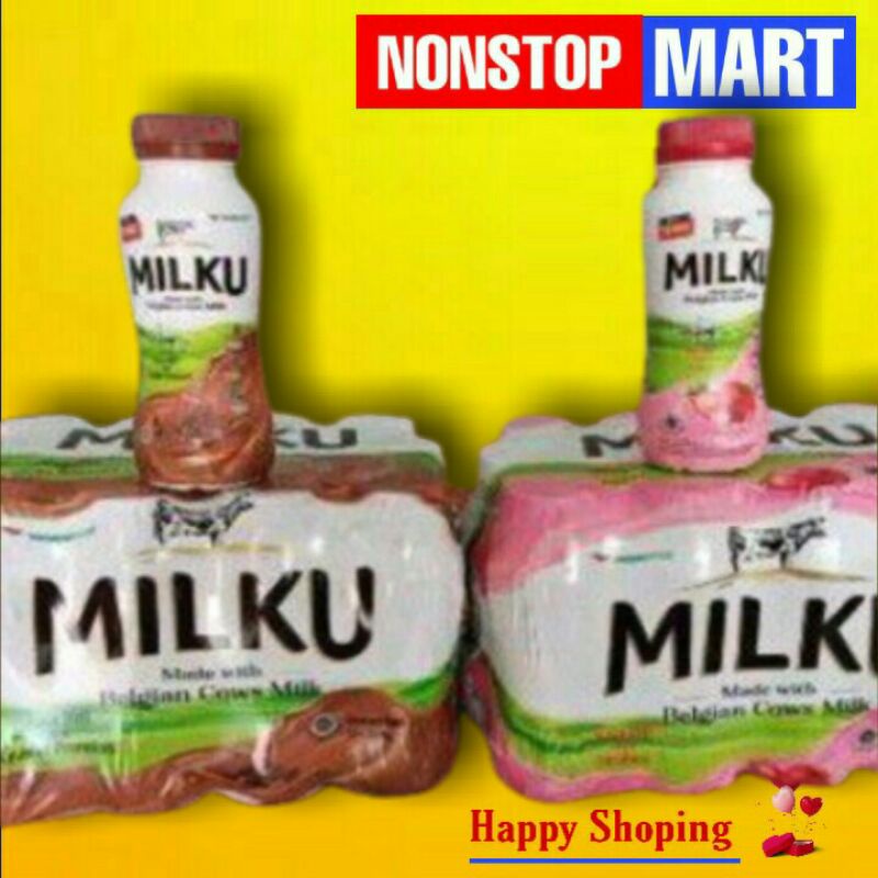 

MILKU Susu UHT 1 Pack isi 12 pcs 200ml Rasa Coklat/Strawberry