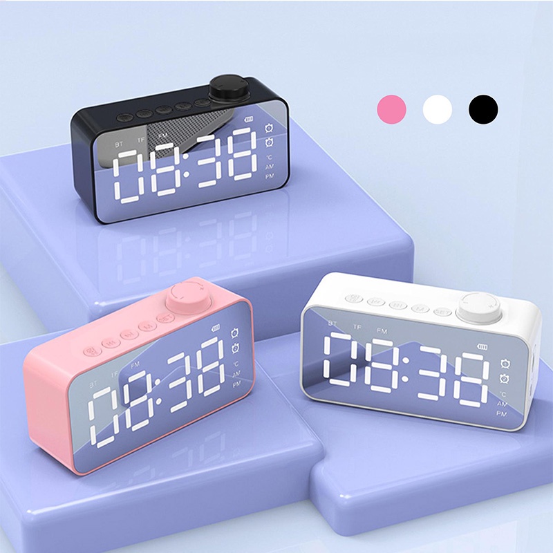 Z6 Jam Tampilan Cermin LED Speaker Bluetooth Bass with Mic Tampilan Suhu Waktu Nyata Spiker Bluetooth Dengan Radio FM Musik Box Bluetooth