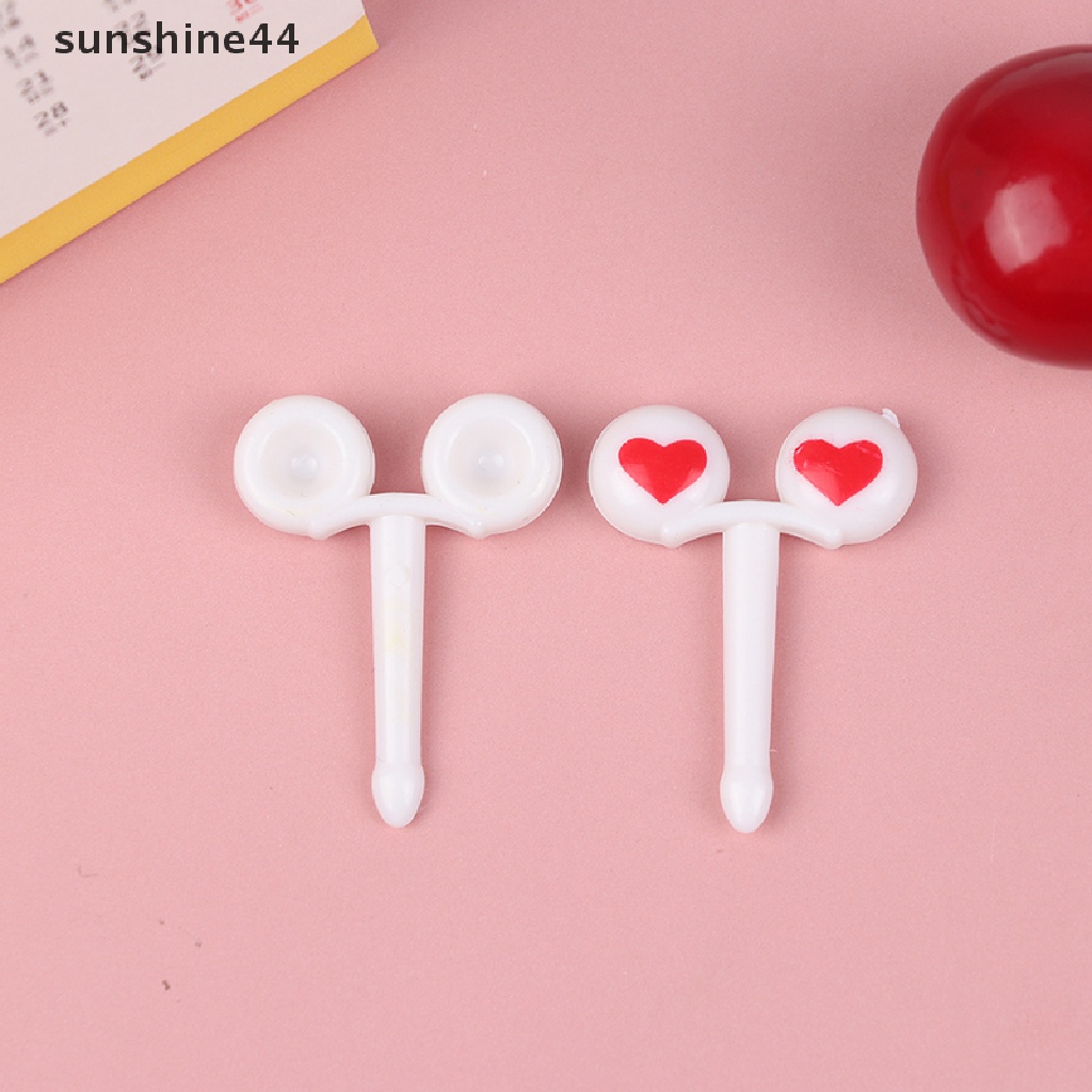 Sunshine 10PCs / Lot Tusuk Gigi Buah Mini Bahan Plastik Bentuk Mata Lucu