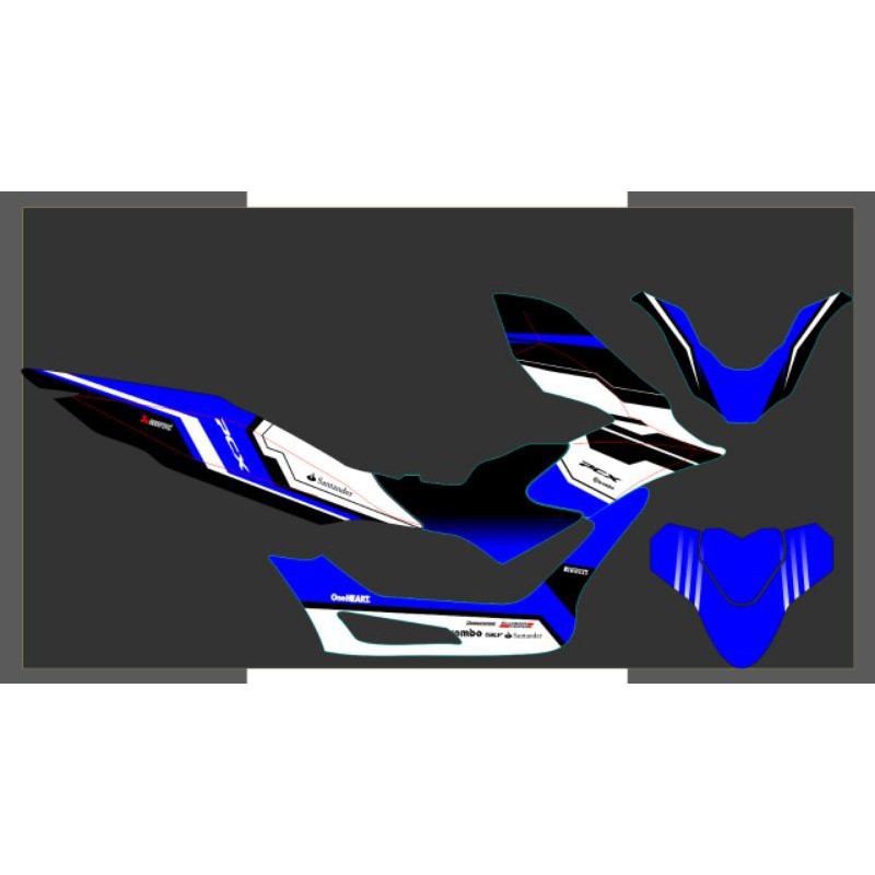 Decal full body New PCX 160 variasi grafis blue metalic pilihan