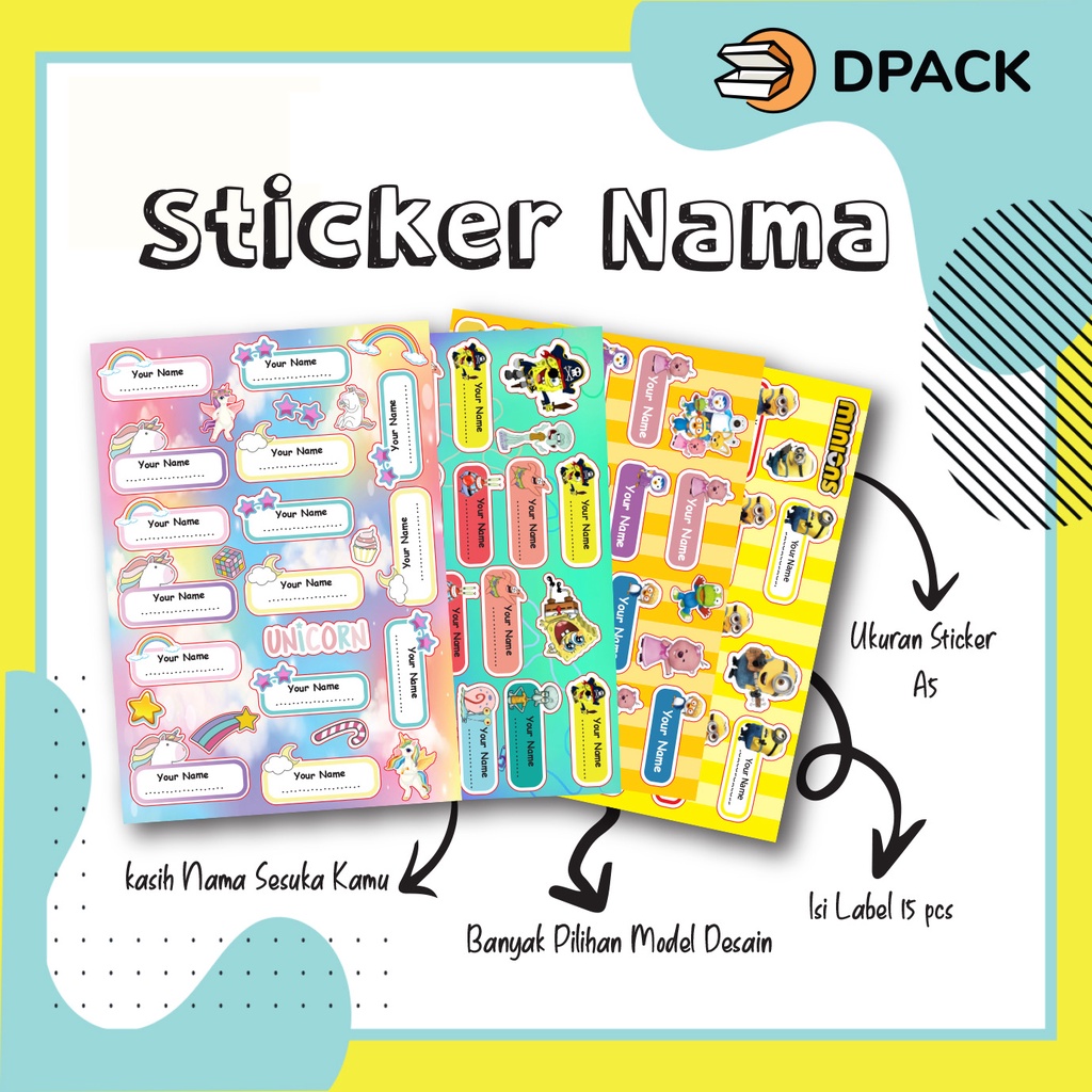 

Stiker Label Nama Anak Custom Nama Karakter