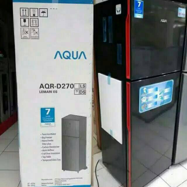 PROMO MURAH KULKAS LEMARI ES 2PINTU AQUA AQR D270 GARANSI