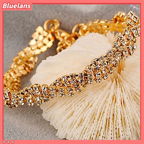 Bluelans Fashion Women Gold Silver Plated Clear Crystal Chain Bracelet Bangle Jewelry