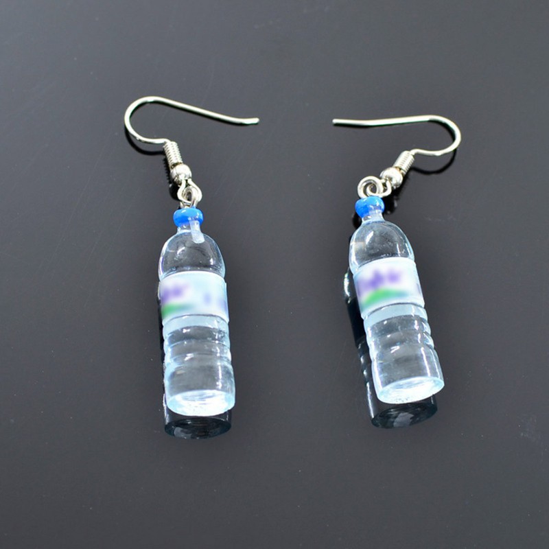 ineral Water Bottle Earrings Long Cute Ear Clip On Earring No Ear Hole Earrings