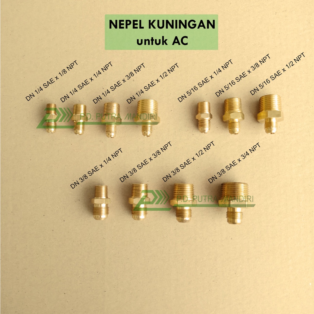 Dobel Nepel 5/8 SAE x 1/2 NPT - Kuningan / Double Nipple
