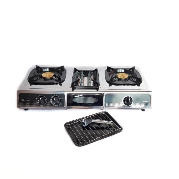 RINNAI KOMPOR STAINLESS STEEL + GRILL PANGGANAN RI 524E / RI524E / RI 524 E / RI524 E 2 TUNGKU