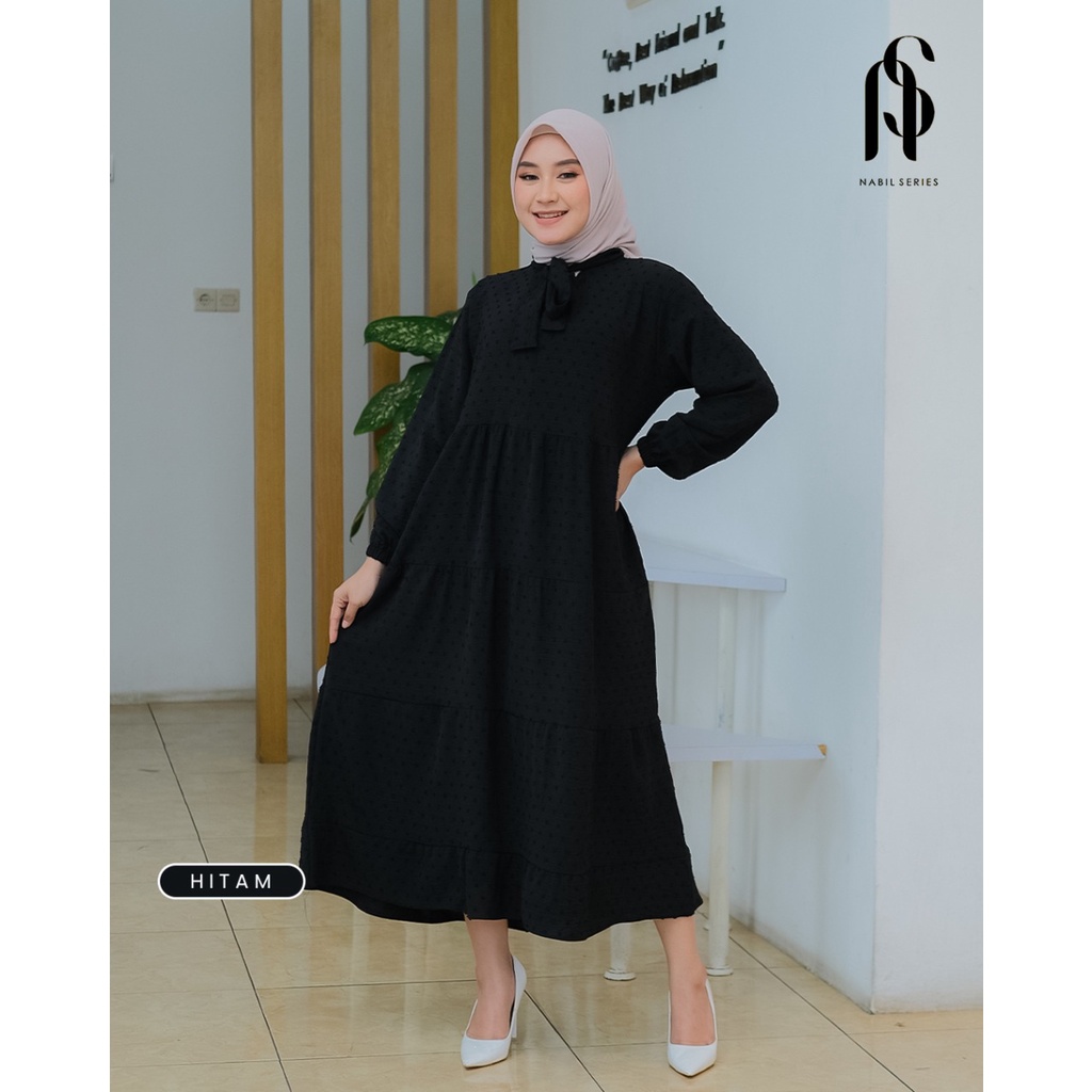 NADLYN FUJI NISA midi dress cringkel by zahin zr model terkini elegant homedress xxl masa kini baju santai