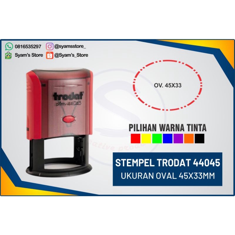 

Stempel TRODAT 44045, stempel oval warna otomatis,logo, dll