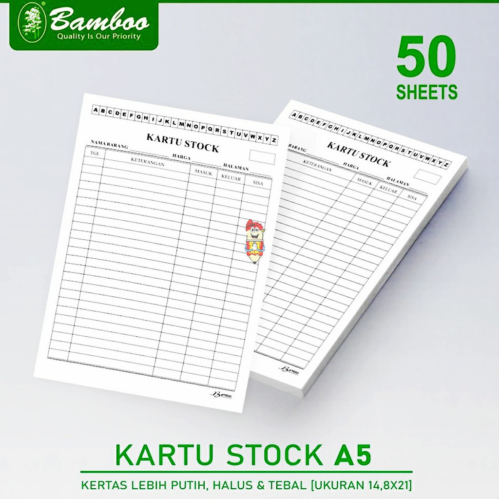 

Bamboo Kartu Stock / Stock Card ukuran A5 [50 Sheets]