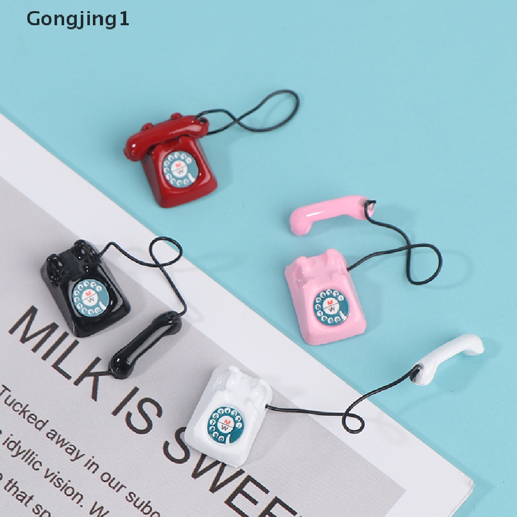 Gongjing1 Mainan Miniatur Telepon Retro Untuk Dekorasi Rumah Boneka