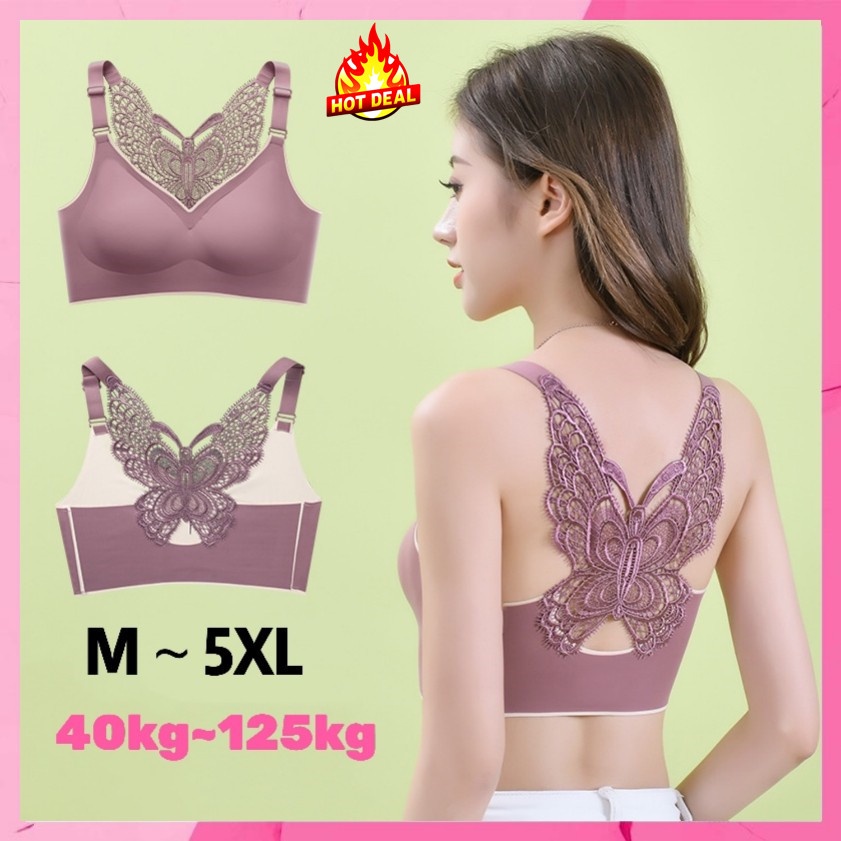 BIG SIZE sport bra model seamless bahan Latex Renda Kupu-Kupu  produk terbaru.