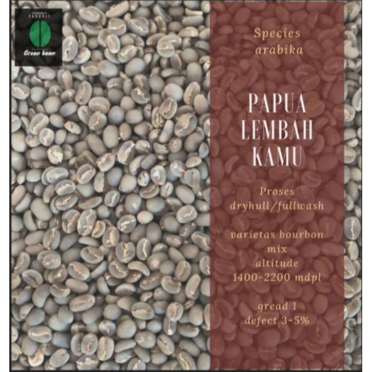 

green Bean / biji kopi arabika PAPUA LEMBAH KAMU - dryhull - 1 kg