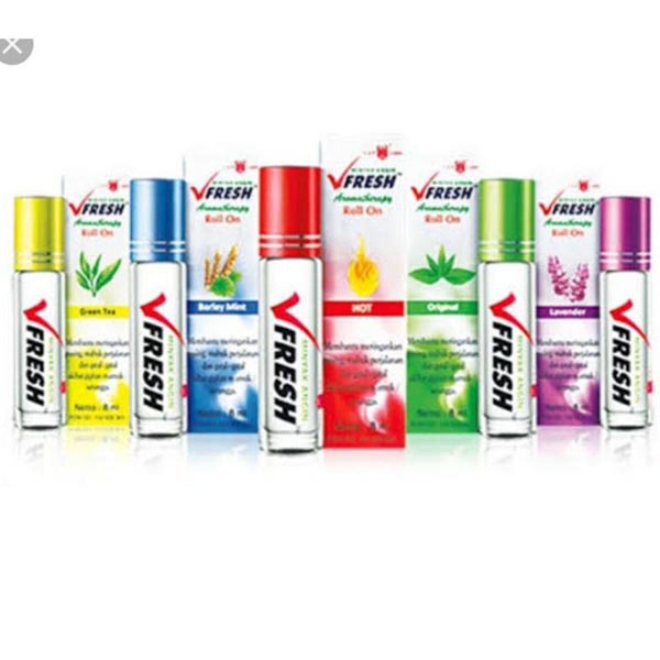 VFRESH | V FRESH Aromatherapy Roll On - Minyak Angin Cap Lang 8 ml | Fresh | Hot | Lavender | Green Tea | Barley Mint_Cerianti