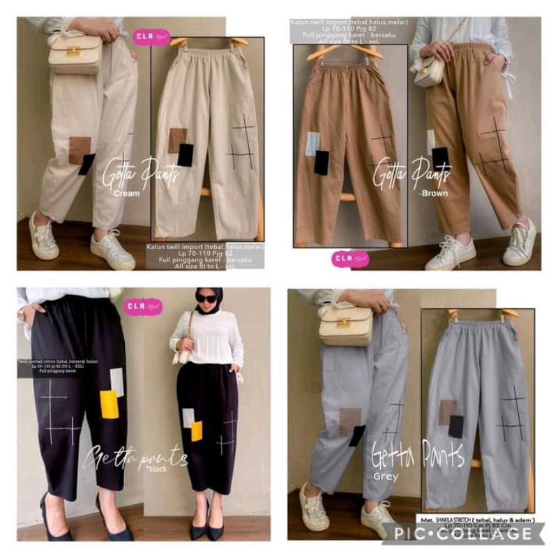 Getta Pants Katun Twill Import / Celana panjang premium wanita