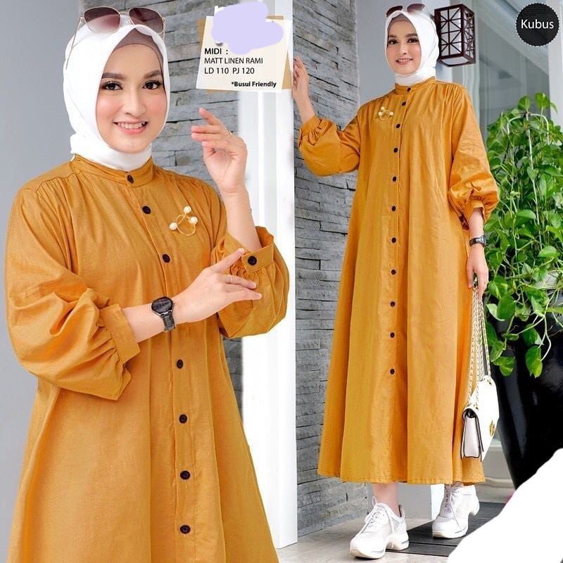 PIYA MIDI DRESS POLOS KANCING AKTIF TERBARU CASUAL JUMBO DRES REMAJA TERLARIS KEKINIAN DRES MIDI POL