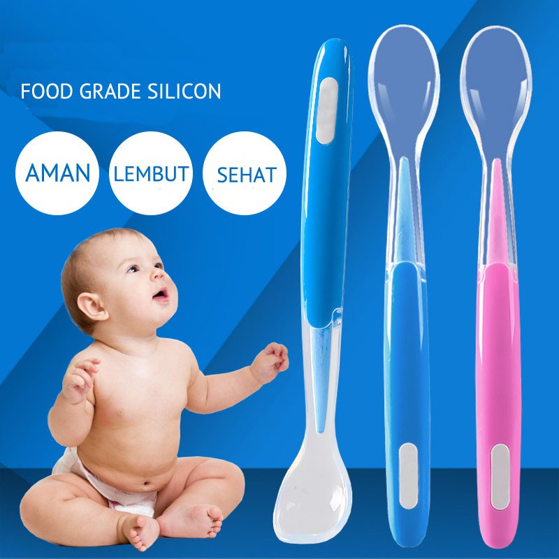 BB-025 Sendok Makan Bayi Silikon Lembut Food Grade Silicon Baru