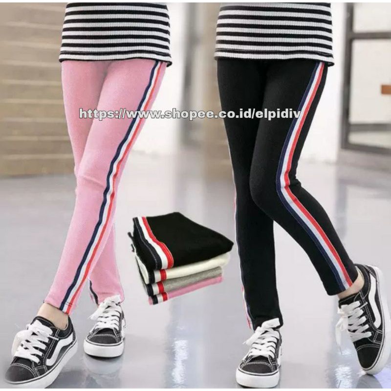 Legging List Stripe Anak 5-14 Tahun Bahan Spandex Premium / Lejing Anak List stripe