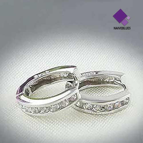 Anting Stud Hoop Berlian Imitasi Bahan Platinum Plated Untuk Wanita