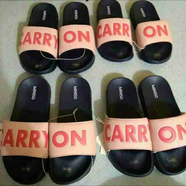  Miniso  Women Letter Slippers Sandal  Wanita Carry  On 