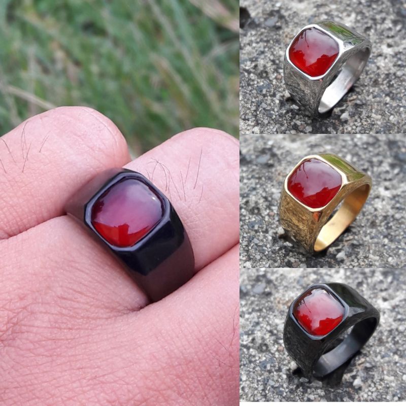 Cincin Pria Kerren Batu Red Baron Kotak