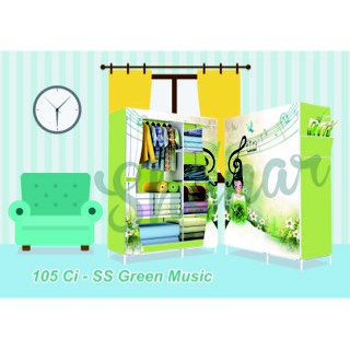 SHENAR Lemari pakaian (L:105CM) 3kg-105 CI (GREEN MUSIC) buka ATAS