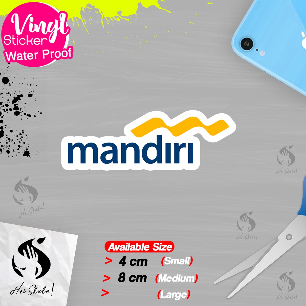 

Stiker Bank Mandiri Sticker Logo Perusahaan BUMN Bahan Vinyl Anti Air