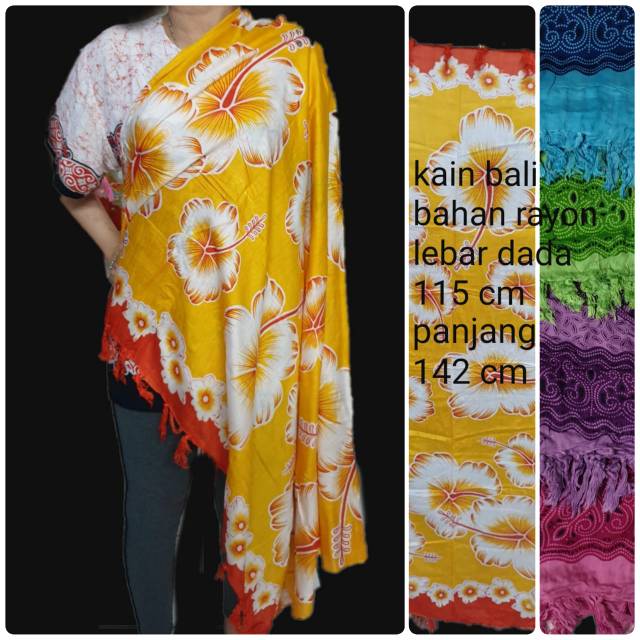 Tokoabelgrosir KAIN PANTAI BALI bunga besar kamboja dasar putih bahan rayon