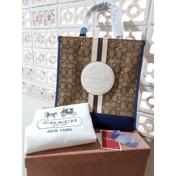 Coach Tote Bag Blue Free Box