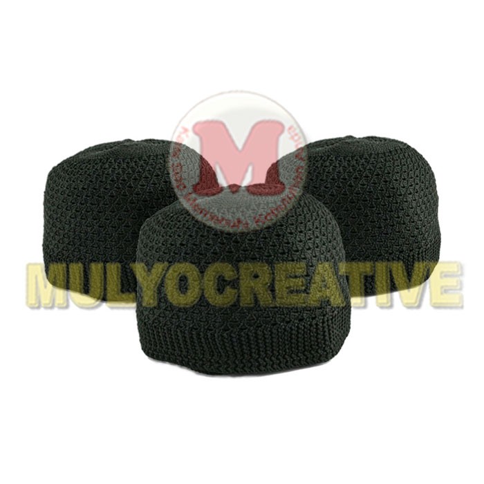 Peci Rajut Kain Dewasa - Kopiah Lipat Warna Hitam Rajut Grosir