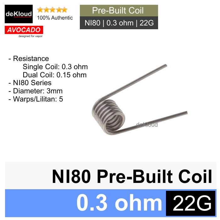 Authentic Pre-Built NI80 Coil 0.3 ohm | 22 AWG kawat koil 0,3 nichrome