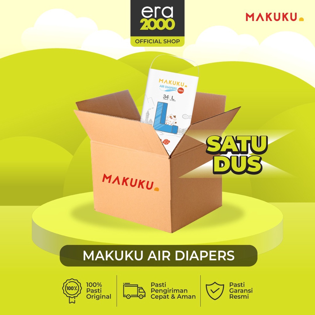 Era 2000 [6 Pack] Makuku SAP Diapers Slim L34 Popok Bayi Pampers Anti Gumpal